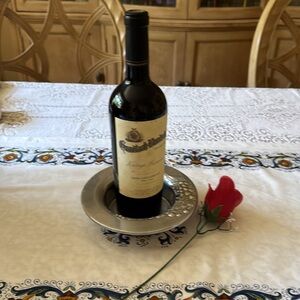 🍷 WILTON; Vintage Pewter Armetale Wine Garden Path Grapevine Bottle/Other Holder